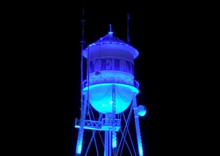 The Yelm Water Tower's lights were inspired by Seattle's Space Needle.